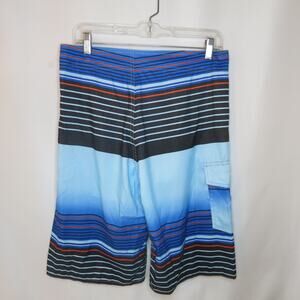 NONWE *NWT* Board Shorts/Swim Trunks Size 30 Blue Striped Lined Surf Beach